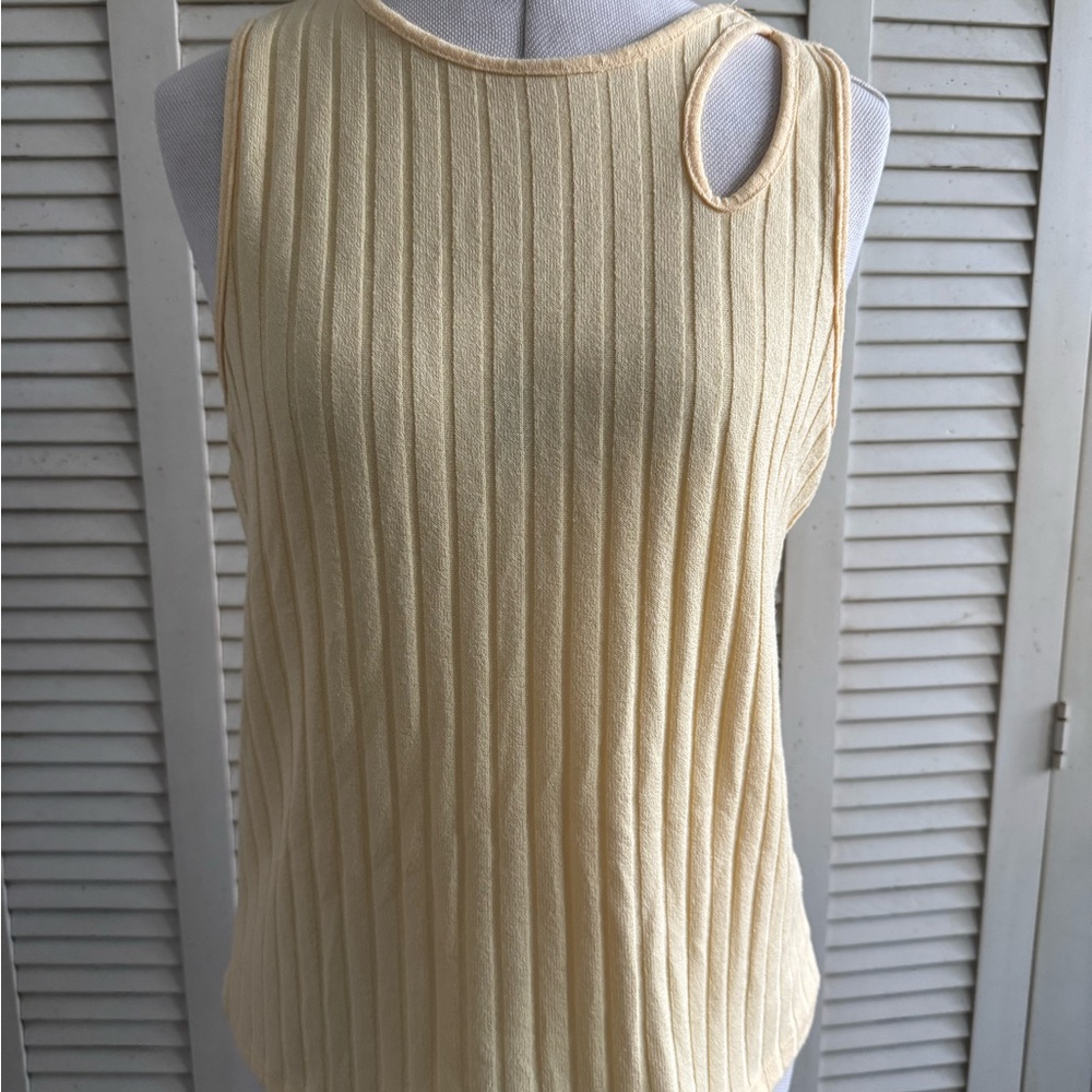 Cream Sleeveless Ribbed Top